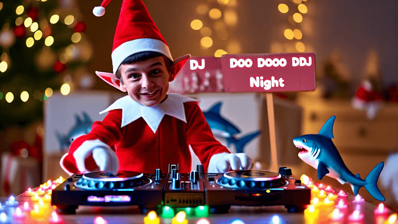 Baby Shark dance party DJ booth