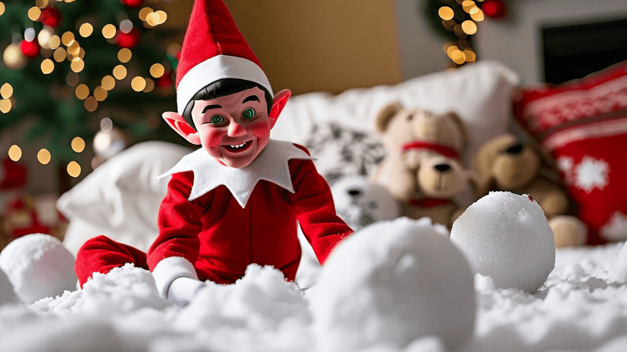 Elf's indoor snowball fight
