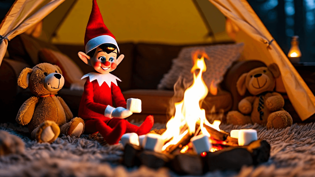 Elf's living room camping adventure