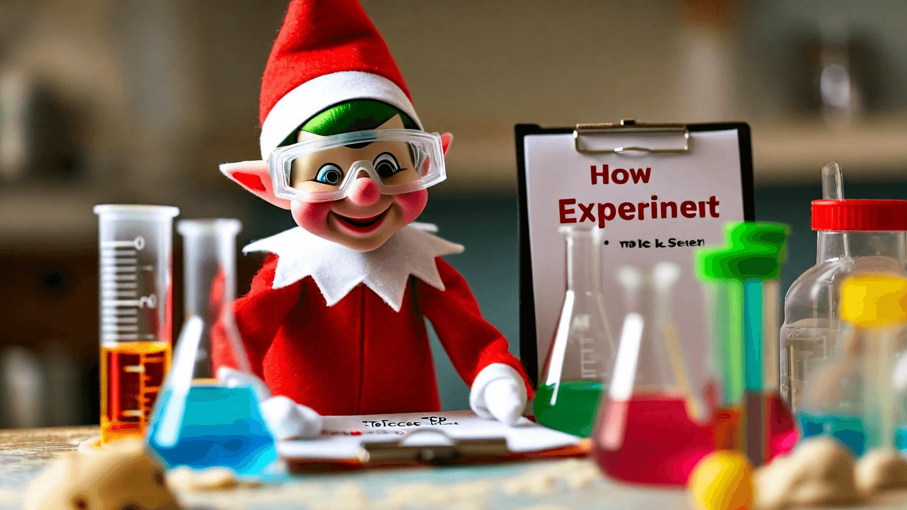 Elf runs a silly science lab experiment