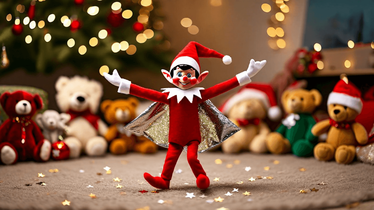 Elf's stuffed animal dance party rescue